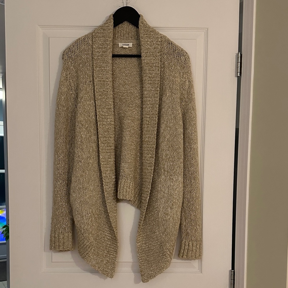 Garage Warm Tan Open-Front Cardigan with pockets, size XS-S